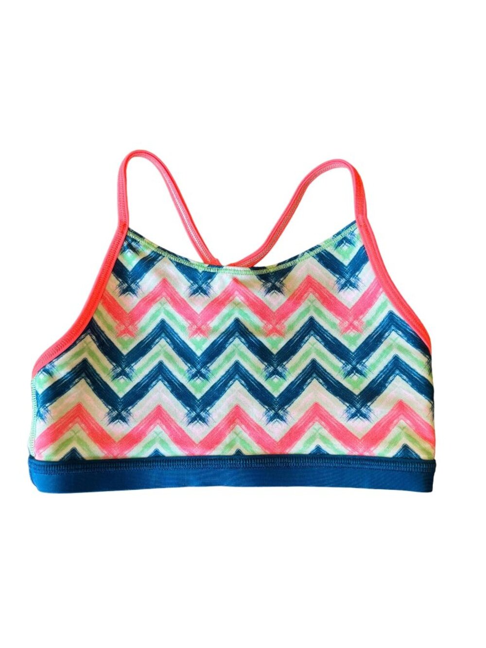 IVIVVA Chevron Cropped Tank Top Girls 7-8 Pink Sports Bra Gymnastics Dance Swim - Picture 1 of 6